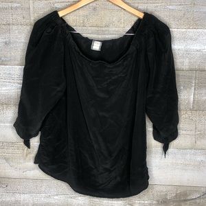 Guest Editor Anthropologie black 100% silk off shoulder tie top medium
